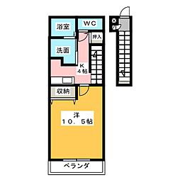 アンプルールリーブルSante2 1Kの間取図画像