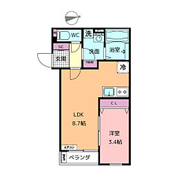 FSモダンテラス 1LDKの間取図画像