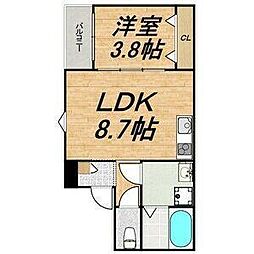 LECOCON五条川 1LDKの間取図画像