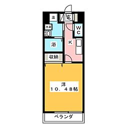 ヴィブレコンフォール 1Kの間取図画像
