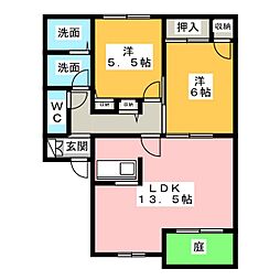 ディアス八剣A棟 2LDKの間取図画像