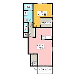 セジュール岩倉 1LDKの間取図画像
