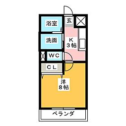 アンプルールリーブルSante1 1Kの間取図画像