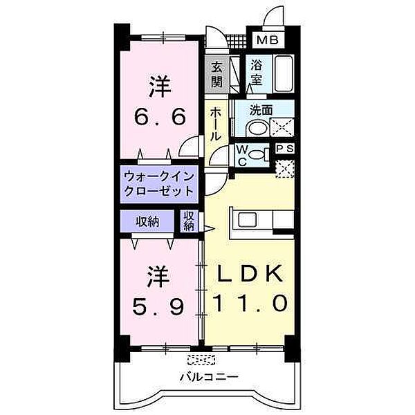 シエーヌ・ビラージュI ｜愛知県豊明市三崎町丸ノ内(賃貸マンション2LDK・2階・56.57㎡)の写真 その2