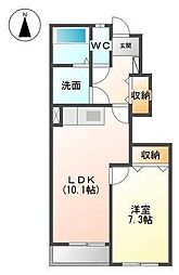 フォレストハウスピクシー 1階1LDKの間取り