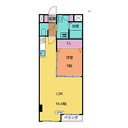 シエル・トーレ前後 7階1LDKの間取り