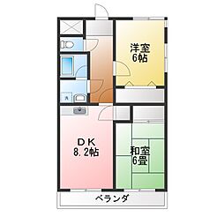 メゾン・ド・ベル 2DKの間取図画像