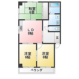 オサダハイツ 3DKの間取図画像