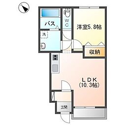 アンスメール 1LDKの間取図画像