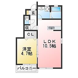アパート 1LDKの間取図画像
