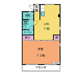 ルシャルル 1LDKの間取図画像