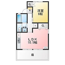 セジュール田中C棟 1LDKの間取図画像