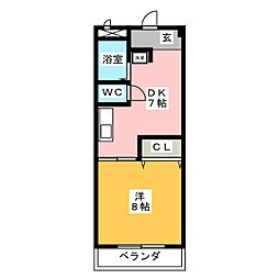 カラタケハイツ 1DKの間取図画像