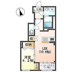 グリーンビレッジ 1LDKの間取図画像