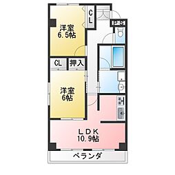 ファヴォール豊明A棟 2LDKの間取図画像