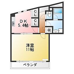 ボヌール1 1DKの間取図画像