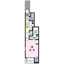 パークサイド大久伝 1Kの間取図画像