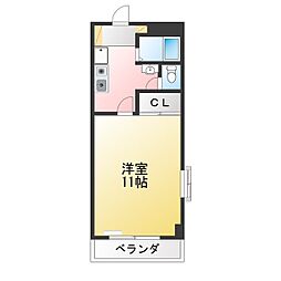 エスコートワン 1Kの間取図画像
