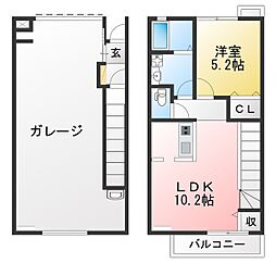 calme武侍 1LDKの間取図画像
