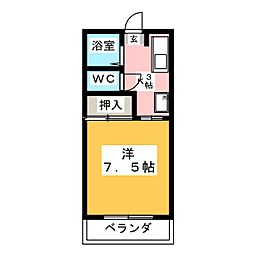 サンクレストみずのＢ棟 1階1Kの間取り