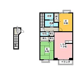 ミレニアム・サンＥ棟 2階2LDKの間取り