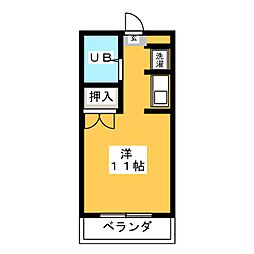 ラポール新町 3階ワンルームの間取り