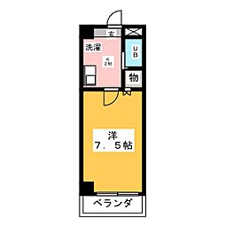 フラットスギヤマ 4階1Kの間取り