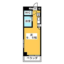 シーズンコート尾張瀬戸 5階ワンルームの間取り