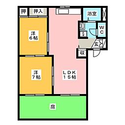 ＡＭＴＹ原山台　Ｂ棟 1階2LDKの間取り