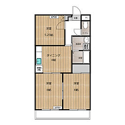 パレスフリューゲル 2階3DKの間取り