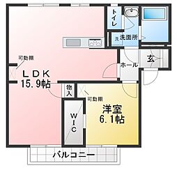 フレグランス西山 1LDKの間取図画像