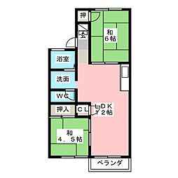パークサイド狩宿 2LDKの間取図画像