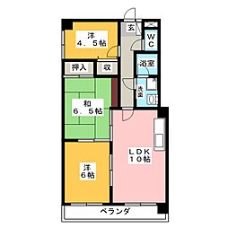 アサヒビル 3LDKの間取図画像