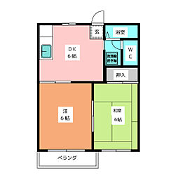 パルハウス 2DKの間取図画像