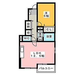 メゾンエスポワール 1LDKの間取図画像