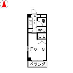エクレール公園通 1Kの間取図画像