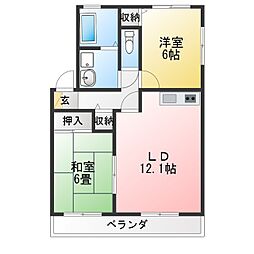エスポワール 2LDKの間取図画像