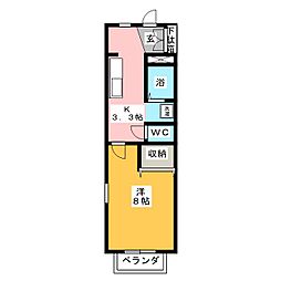 ラ・ソレイル 1Kの間取図画像