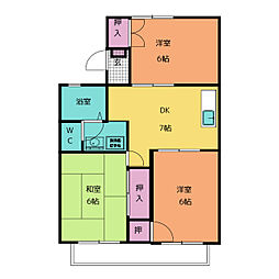 セジュール瀬戸川 3DKの間取図画像