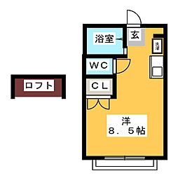 パークハイム三郷 ワンルームの間取図画像
