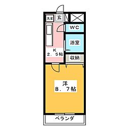 パレスWAN 1Kの間取図画像