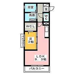 グランメゾン新瀬戸B 1LDKの間取図画像
