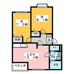 ル・リアン 2LDKの間取図画像