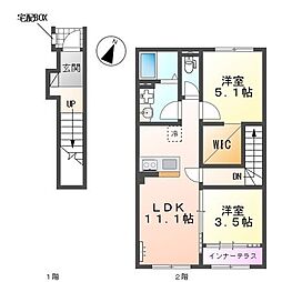 アンジュ・フローラ 2LDKの間取図画像
