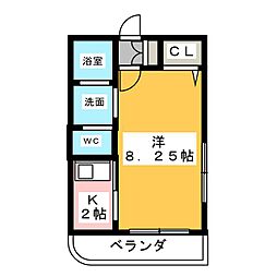 アプリコット杏 1Kの間取図画像
