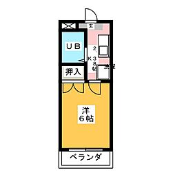 サンシャイン旭 1Kの間取図画像