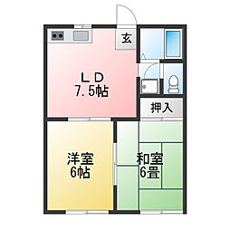 レジデンス藤 2DKの間取図画像