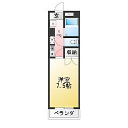 アヴニール菊水 1Kの間取図画像
