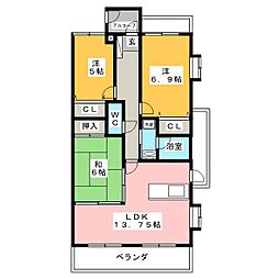 グローリアスヒルズ日進第3 3階3LDKの間取り