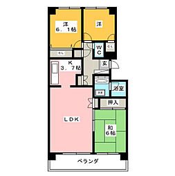 野村三好ヶ丘ヒルズ六番館 4階3LDKの間取り